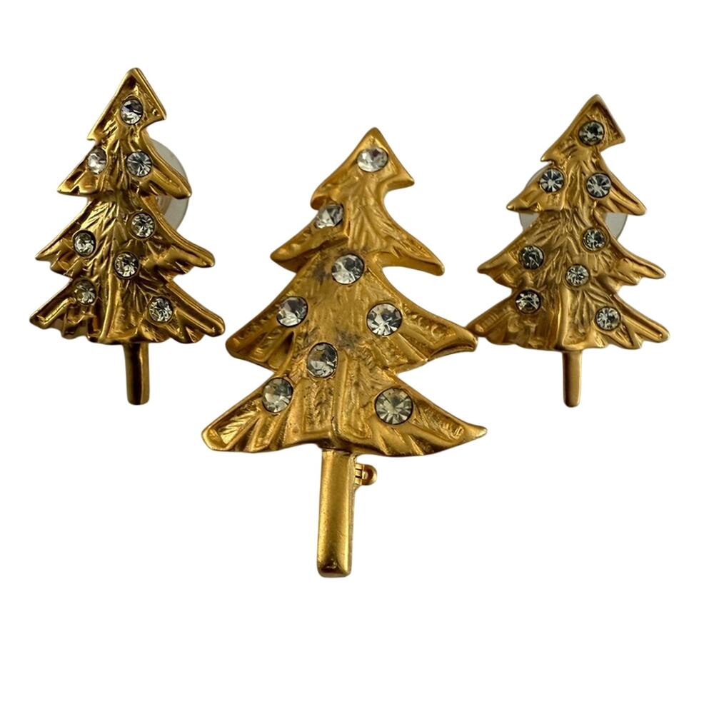 Norma Jean VINTAGE brooch & Earrings Set Christmas Tree